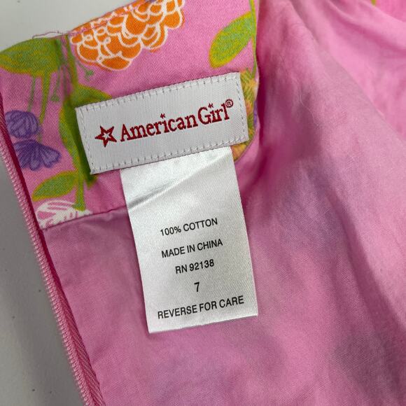 American Girl Flower‎ Garden Dress Girls 7 Pink Summer Spring Summer - Picture 6 of 7